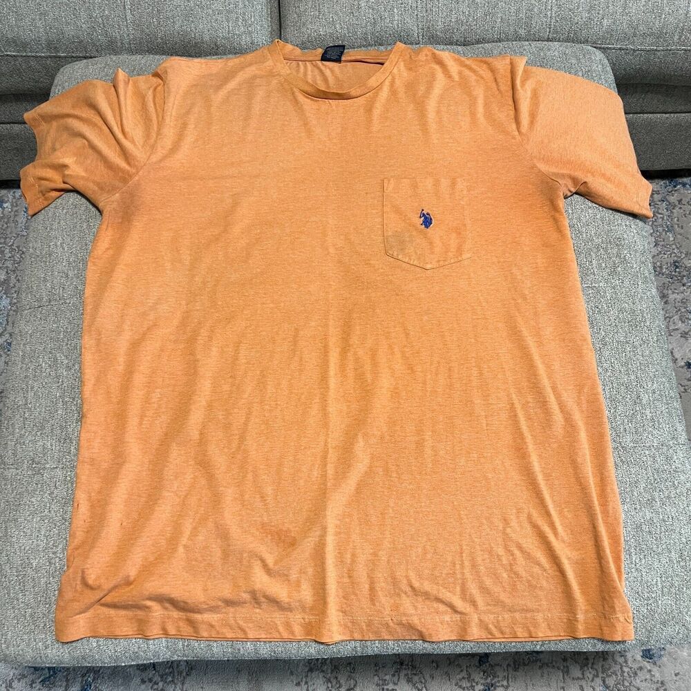 U.S. Polo Association T-Shirt Men's 2XLT Short Sleeve Crew-Neck Orange